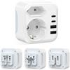 HITRENDS Adattatore da viaggio pieghevole in adattatore di rete India, Germania, adattatore tipo D, spina da viaggio con 2 connettori USB-C 2 USB-A, adattatore per India, Nepal, Bangladesh, prese