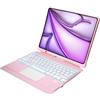 Sazfli Custodia Tastiera per iPad Pro 12,9 6/5/4/3 Gen - Staccabile Magnetica, Touchpad, Retroilluminazione 7 Colori, QWERTY Internazionale, USB-C, T209D, Rosa