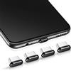 Frienda 4 Tappi Antipolvere USB C Copertura Antipolvere di Tipo C Compatibile con Samsung Galaxy S21/Ultra Redmi Note 10 PRO Huawei Mate 30 Port Protezione di Cappucci per Smartphone (Nero)