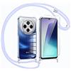 Vauki Custodia con Cordino per Xiaomi Redmi 14C Cover e Vetro Temperato Trasparente con Collana, Silicone Antiurto Case con Laccio Tracolla Cordoncino Custodia per Xiaomi Redmi 14C, Blu
