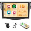 Hikity 4+64GB Android 15 Autoradio per Toyota RAV4 2007-2011 con Wireless Carplay Android Auto, 9 Pollic Incell-Schermo Tattile Supporto Bluetooth/GPS/WiFi/FM/RDS+Retrocamera+MIC