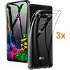 REY Pack 3X Cover in Gel TPU Trasparente per LG G8 THINQ, Ultra Sottile 0,33 mm, Morbido Flessibile, Custodia Silicone