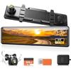 iZEEKER 4K Doppia Dash Cam, 4K Telecamera per Specchio Retrovisore Auto, Telecamera per Auto con Scheda 64GB, GPS, Display da 12, Sensore G, Assistenza al Parcheggio, Modalità parcheggio 24H