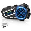 Avutrel Cuffie audio Bluetooth, citofono per cuffie moto Bluetooth 5.4 con stereo Hi-FI e radio FM, IP65 impermeabile, comunicazione 500 m, autonomia 18 ore, compatibile con tutti i caschi (moto, sci)