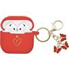 AIIEKZ Custodia compatibile per AirPods 4 2024, custodia in morbido silicone con motivo a cuore dorato per AirPods di 4a generazione, grazioso portachiavi a farfalla per ragazze e donne (rosso)