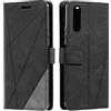 SONWO Cover per Sony Xperia 5 III, Flip Caso in PU Pelle Case Cover Portafoglio Custodia per Sony Xperia 5 III, [Kickstand] [Slot per Schede], Nero