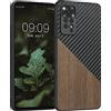kwmobile Cover Compatibile con Xiaomi Redmi Note 11 Pro/Note 11 Pro (5G) / Note 12 Pro (4G) - Custodia in Fibra di Carbonio e Legno - Bumper Anti Urto - Back Protection marrone scuro/nero