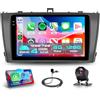 Rimoody 4G+128G Android Autoradio per Toyota Avensis T27 2008-2015 Wireless Carplay Android Auto 9 Pollici Incell Touchscreen Radio con GPS Navi WiFi Mirror Link Bluetooth FM/RDS/EQ/SWC Telecamera Posteriore