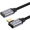 YIWENTEC USB C a USB C 0.5M maschio femmina cavo angolare, USB C cavo dati USB 3.1 Gen 2 10Gbps trasferimento dati USB C 100W cavo, 4K 60Hz USB C Display cavo