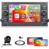 Hodozzy 【4+64G】Hodozzy Autoradio Carplay per Ford Transit Fiesta Focus avec USB/Type-C, Ford Autoradio Bluetooth da 7 Pollici con Android Auto/GPS/WiFi/32 EQ/FM/RDS/SWC+Telecamera Posteriore