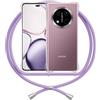 ANFAIRLACE Cover Cordino Compatibile con Honor Magic 7 Lite, Custodia Trasparente TPU Morbido Silicone Laccio Chiaro Case, Viola