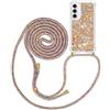 MXKOCO Custodie Tracolla Cordini Custodia per Cellulare Girocollo per Samsung Galaxy S23 Fe 5G Cover Tracolla/Glitter Liquido Sabbie Mobili+Crossbody TPU Bumper Cover con Collana/Cordoncino