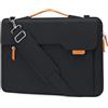 MOSISO Borsa Porta Tracolla PC Laptop, 15-15,6 Pollici Computer Borsa Compatibile con MacBook Pro 16,HP,Dell,Lenovo,Asus Notebook, Borse Patta con Cerniera Open Aperta&Maniglia&Tasche&Cintura, Nero