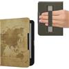 kwmobile Custodia Cinturino Mano Compatibile con KoboClara BW/Colour Cover - eBook Reader Case - Cover eReader Simil Pelle Mappamondo vintage