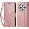 KENHONER Compatibile Cover con Xiaomi Redmi 14C,Premium Pelle PU Portafoglio Flip Libro Custodia Cover per Xiaomi Poco C75 [Protezione Completa] (Oro rosa)
