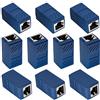 AAOTOKK RJ45 Adattatore Cat6 Cavo Ethernet Extender Cat6 Femmina a Femmina Accoppiatore Cavo di Rete InLine Adattatore Accoppiatore Ethernet Cat6 Cat5 Cat5e(Blu-10 Pezzi)