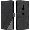 SONWO Cover per Sony Xperia XZ3, Flip Caso in PU Pelle Case Cover Portafoglio Custodia per Sony Xperia XZ3, [Kickstand] [Slot per Schede], Nero