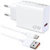 Menibeuty 67 W Caricatore Ricarica Rapida, Cavo USB C 2 m e Caricatore 67 W Ricarica Rapida per mi Redm1 Note 14 Pro 5G 15 14 Ultra F6 F7 X7 Poco Pro 13 14 Redm1