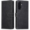 MIKULLE Cover a Libro per Samsung Galaxy A17 5G / 4G (6.7), Custodia in Pelle PU e Silicone TPU Bumper, Flip Chiusura Magnetica Caso Portafoglio con Funzione Stand - Nero