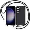 AOMYKE Cover per Samsung Galaxy S23 con Cordino, Custodia con Laccio Collana Tracolla Collo Liquido Silicone Antiurto TPU Antiurto AntiGraffio Case - Nero