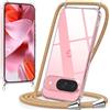 Sewutoyu Custodia Collana per Cellulare Compatibile con Google Pixel 9a - Cover Silicone TPU Protettiva Trasparente - Custodia indossabile per Collo - Case a Tracolla con Cordina, Arcobaleno