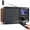 Wholede Radio DAB con Bluetooth, Radios DAB+/FM con Telecomando, Radios Digitale in Legno Retrò, Radio da Cucina, Radio Sveglia con Doppio Allarme e porta USB/AUX