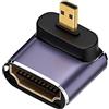 NFHK Adattatore convertitore da Micro HDMI maschio a HDMI 2.1 femmina, UHD, placcato oro, supporta HDTV 8K 60Hz