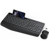 SABLUTE Set tastiera e mouse senza fili, ergonomico a piena dimensione tastiera con poggiapolsi, supporto, modalità standby, 2,4 GHz silenziosa tastiera mouse per Windows, PC, Laptop, AZERTY-KM23 (nero)