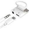 Kefiany Adattatore da USB C a jack da 3,5 mm (2 in 1) per iPhone 16 15 Pro adattatore per cuffie AUX per iPad compatibile con cavo di ricarica Samsung tipo C Connettore audio per Apple accessori auto cuffie