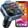 Retoo Trasmettitore FM Bluetooth 5.0 per auto, adattatore ricevitore, caricatore per auto con doppia ricarica USB, vivavoce, tipo C QC 3.0 USB, PD 20 W, ricarica rapida con luce ambientale blu