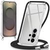 Oelrstfe Cover con Cordino per Samsung Galaxy S26 Ultra, Trasparente Silicone Custodia con Regolabile Collana Laccio Tracolla, Antigraffio Proteggere Case Corda per Samsung S26 Ultra, Nero