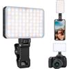 King Ma Luce selfie per iPhone, LED clip on telefono 3 modalità di colore luci LED con sensore di luce intelligente, batteria ricaricabile da 2000 mAh luci fotocamera per videoconferenze/TikTok Live