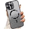 Misscase Custodia Magnetica compatibile con iPhone 16 Pro,Phone Glitter Cover compatibile con MagSafe,con Protezione dell'obiettivo Della Fotocamera,Resistente agli urti Antigraffi Nero
