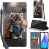 Haninsuze Cover per Xiaomi Redmi Note 8T Custodia Cover Pelle Libro Portafoglio con Porta Carte Magnetica Protezione Antiurto Cuoio Flip Case Custodia Cover per Redmi Note 8T, Gatto