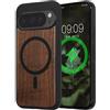 kwmobile Cover per Google Pixel 10 / Pixel 10 PRO Cover Legno - Custodia per Smartphone con Paraurti in TPU - Compatibile con MagSafe - Marrone Scuro Legna