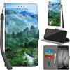 PHINIENLAND Cover per Huawei P Smart 2019 custodia portafoglio Foresta | 3 scomparti carte, 1 tasca banconote, Chiusura magnetica, Supporto, Pelle PU flip cover per Honor 10 Lite