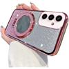 IMEIKONST Custodia per Smasung Galaxy S25 FE con Trucco Specchio Anello Kickstand, Elettroplaccata Gradiente Brillantini Trasparente Protettiva Antiurto Cover per Smasung Galaxy S25 FE. Oro Rosa DSJ