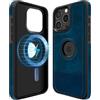 COODIO Logo-View Custodia in Pelle per iPhone 15 PRO 6,1 Pollici, Cover Magnetica Compatibile con MagSafe, Custodia Sottile e Creativa, Blu Reale