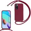 MBSLFY Cover per Cordino con Collana per Xiaomi Redmi Note 11 4G/Note 11S, Custodia Silicone Morbido con Corda, Case Tracolla Silicone con Necklace Regolabile per Xiaomi Redmi Note 11S, Rosso