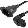 CERRXIAN Cavo di prolunga per alimentazione PDU da C14 a 90 gradi C13 per montaggio a pannello, IEC 320 C14 Cavo di alimentazione a 3 pin maschio C13 femmina ad angolo basso, per monitor,ecc-11,8inch
