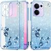 Yarxiawin Brillantini Custodia per OPPO Reno 14 fs 5g Morbido, Lusso Effetto Glitter per OPPO Reno 14 F Cover Trasparente Silicone Antiurto Rosa Case Sottile (Blu)