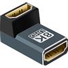 Twozoh Accoppiatore HDMI 8K, Adattatore HDMI 2.1 femmina a femmina ad angolo retto 90 Gradi, supporto 8K@60Hz, 4K@120Hz 1080p
