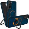 COODIO Cover in Pelle con Supporto Girevole di 360° per Samsung Galaxy S21 6,2 Pollici, Custodia Magnetica Compatibile con MagSafe/Caricatore Wireless, Cover Sottile e Creativa, Blu Reale