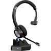 Beebang Cuffie wireless Mono Bluetooth 5.2 con microfono e dongle USB per PC, 30 ore di conversazione, senza fili, per Mac computer, skype teasms, zoom, laptop, ufficio, callcenter telefono