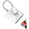 Kefiany Lettore e caricabatterie per schede SD Lightning per iPhone 14, 13 Pro Max, iPad, Premiato per Apple MFI, Fotocamera di memoria, fotocamera per telefono esterna, Micro SD, TF Card Reader