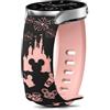 CeiBand 20mm Cinturino per Amazfit GTS 4/3/2/GTR, Braccialetto con Incisione a Cartoni Animati, Silicone Sportivo Cinturini per Donne per Amazfit Active 2/Bip 3/3 Pro/T-Rex 3 Pro 44mm - Nero Rosa