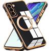 Kaywzo Cover per Samsung Galaxy S22+/S22 Plus 5G,Custodia in Silicone Placcato Compatibile con MagSafe,Protezione Antiurto a Quattro Angoli,Ultra Sottile Shiny Donna TPU Case,Nero