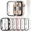 PWJCLT Confezione da 6 custodie rigide compatibili con Apple Watch SE 3 (2025)/seconda generazione serie 6/5/4 da 40 mm, con pellicola protettiva in vetro temperato, ultra sottile, antiurto, custodia