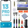 Tpyag Per iPhone 13 Pro, display in vetro frontale per iPhone 13 Pro 6,1 pollici, set di riparazione dello schermo con adesivo impermeabile (non LCD e touch digitalizzatore)