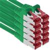 1aTTack.de - 10x 0,25 m cavo patch CAT6 S/FTP PIMF schermatura CAT.6 cavo di rete RJ45 cavo Ethernet DSL router LAN switch modem pannello patch - verde - 10 pezzi